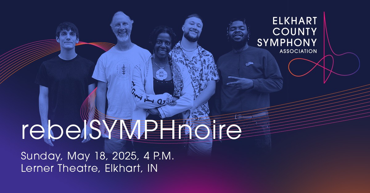 Event banner for Elkhart County Symphony "rebelSYMPHnoire"