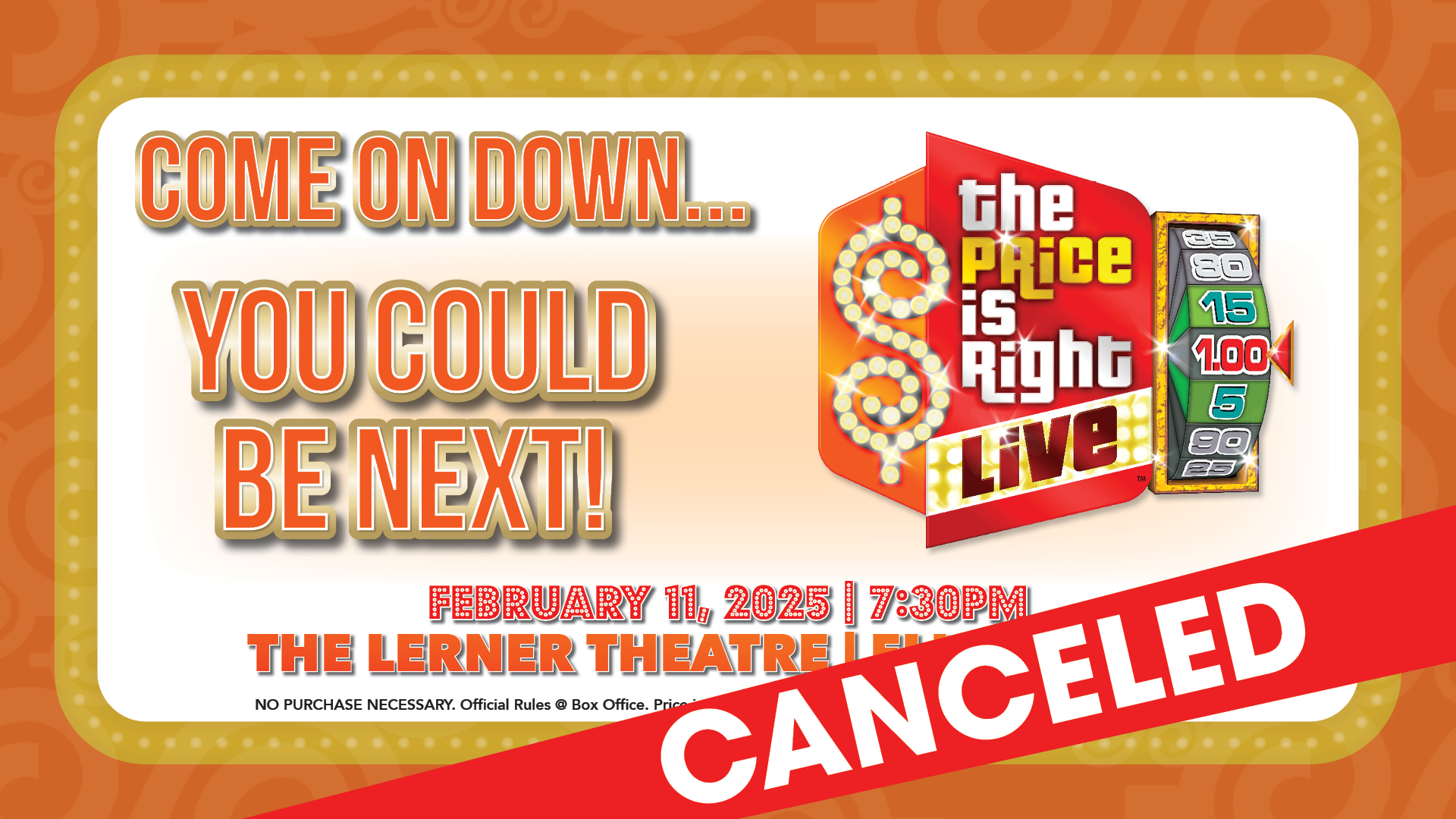 Event Banner for The Price Is Right Live - Canceled