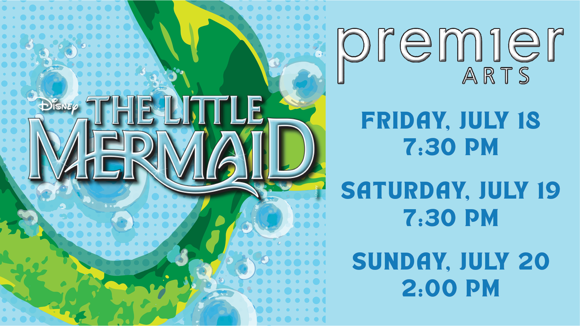 Event banner for Premier Arts - The Little Mermaid