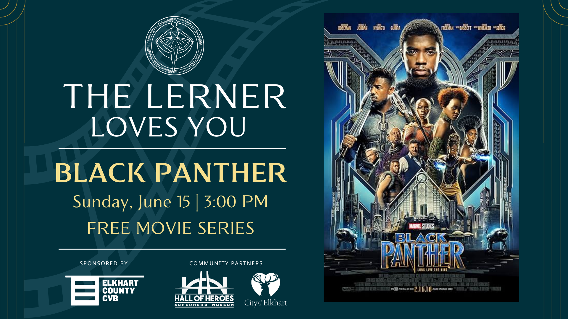 Event banner for "The Lerner Loves You" featuring "Black Panther"