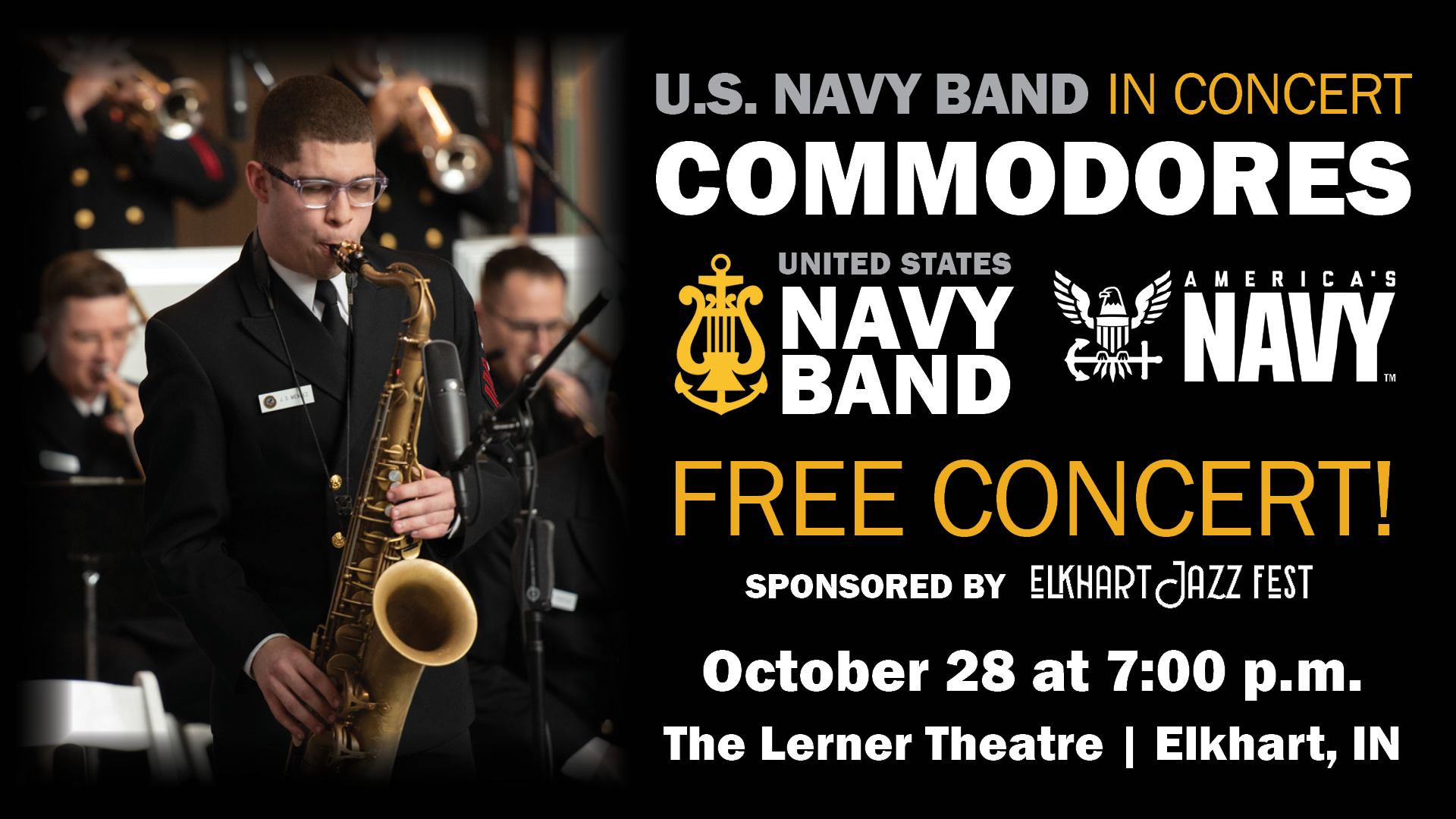 Event banner for U.S. Navy Band The Commodores