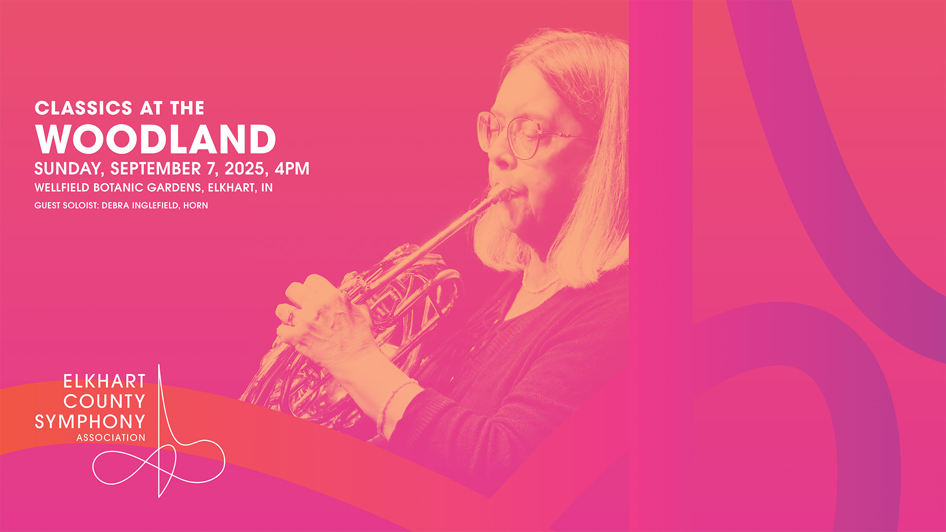Event banner for Elkhart County Symphony - Classics at the Woodland