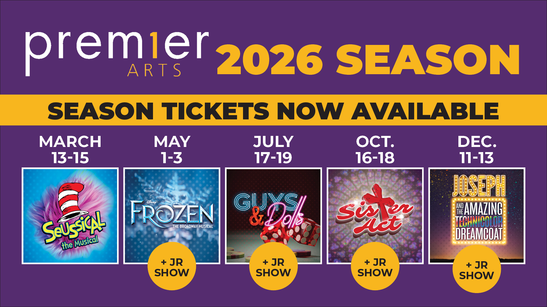 Event banner for Premier Arts: 2026 Season Tickets