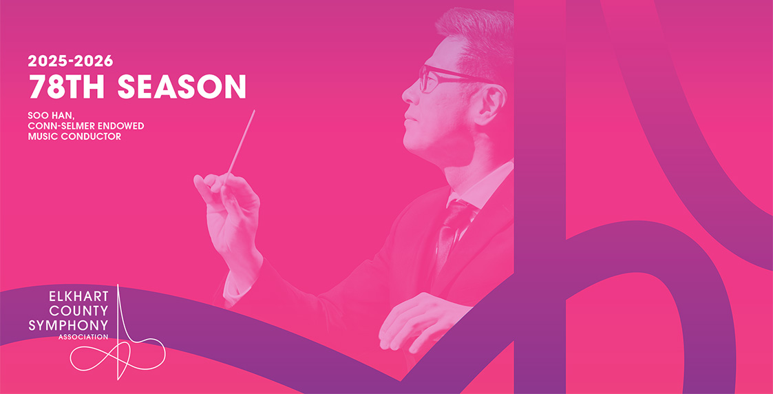 Event banner for the 2025-2026 Elkhart County Symphony Season