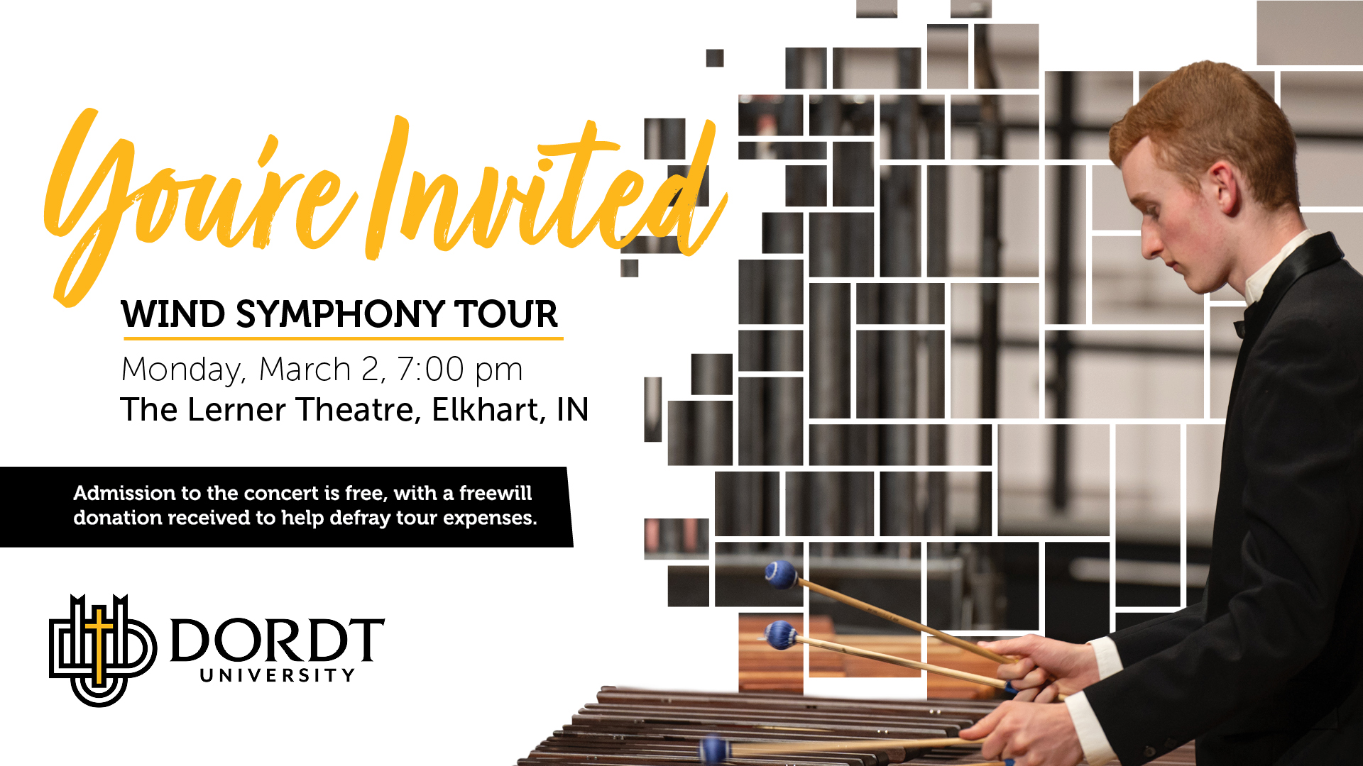Event banner for Dordt University: Wind Symphony Tour
