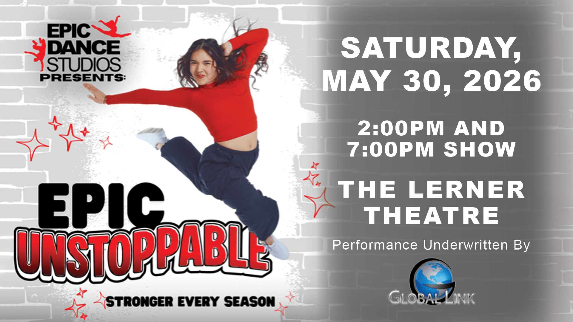 Event banner for Epic Dance Studios: Epic Unstoppable