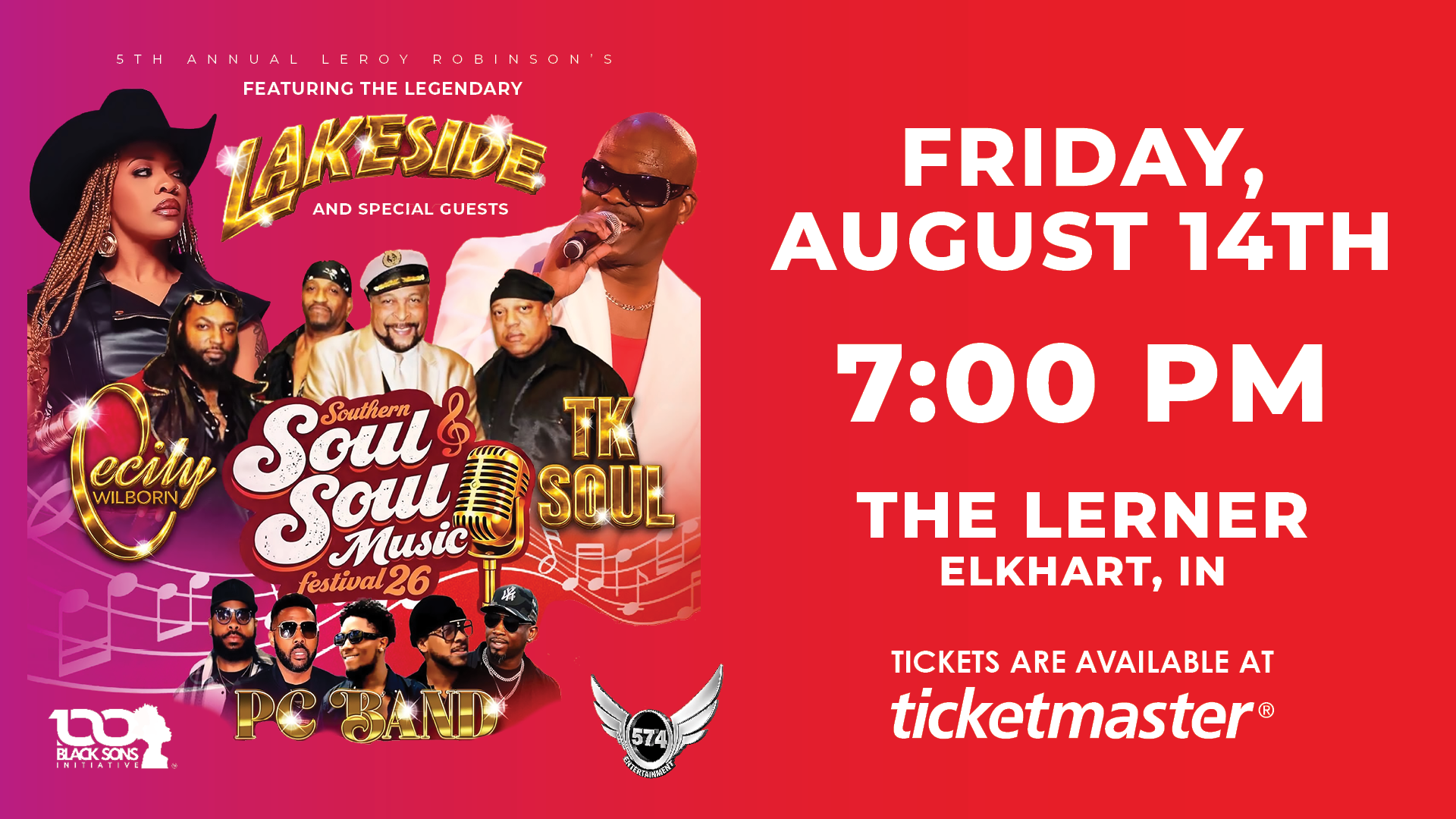 Event banner for: Leroy Robinson Southern Soul & Music Festival: Lakeside and Special Guests