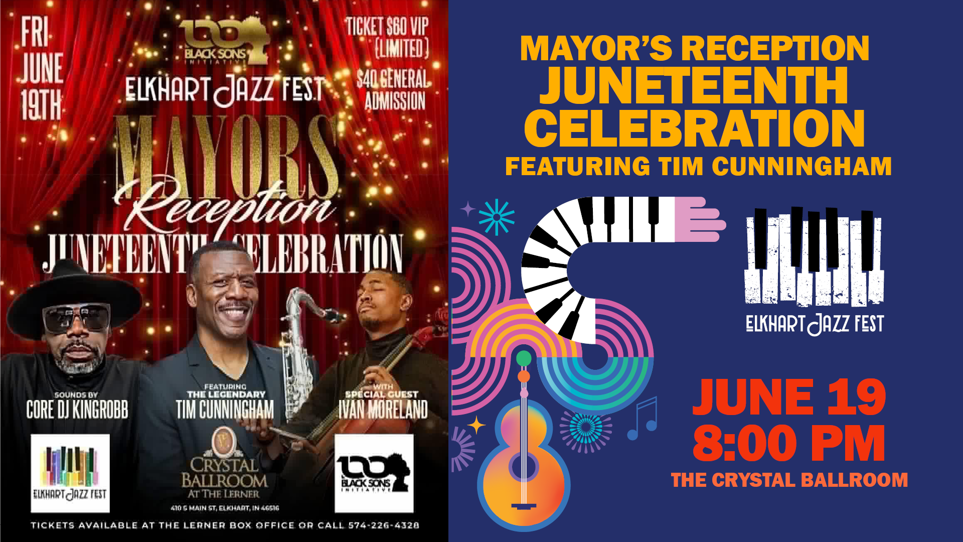 Event banner for 2026 Elkhart Jazz Festival: Mayor Reception featuring Tim Cunningham