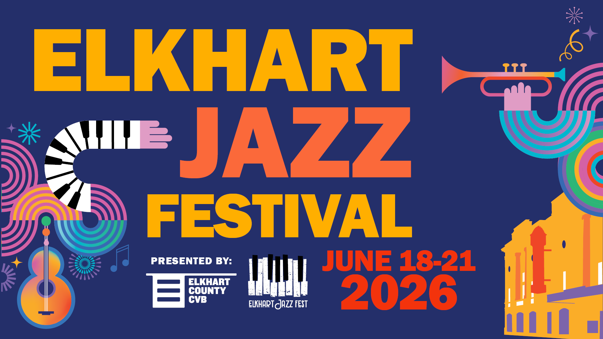Event banner for 2026 Elkhart Jazz Festival