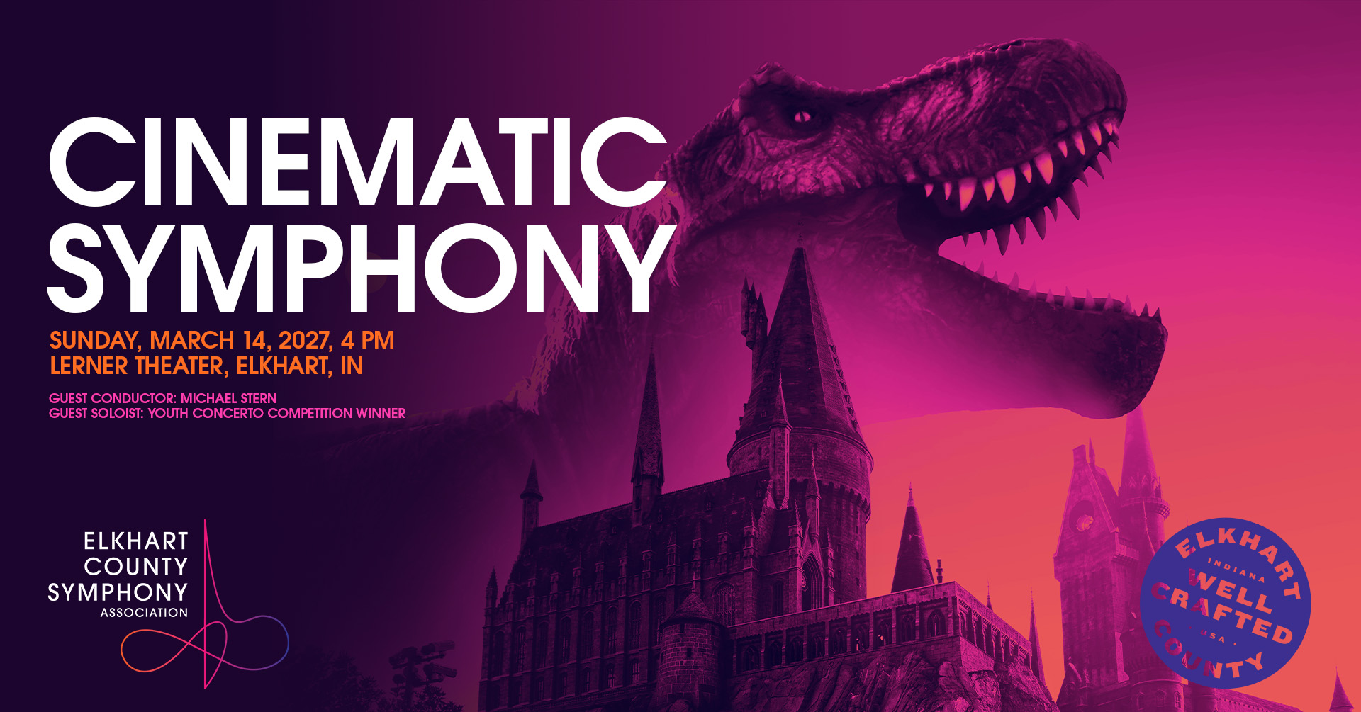 Event banner for Elkhart County Symphony - Cinematic Symphony