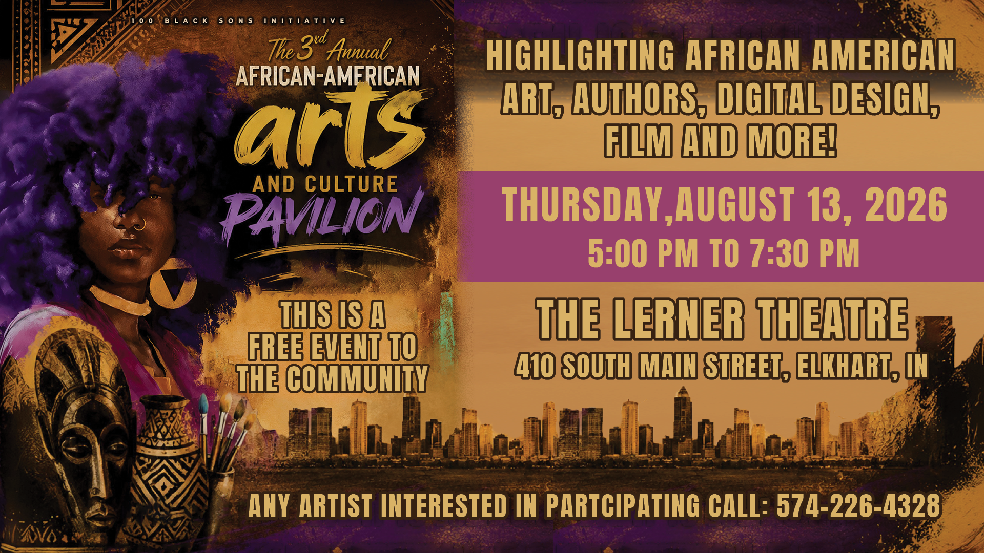Event banner for 5th Annual African American Arts and Culture Pavilion